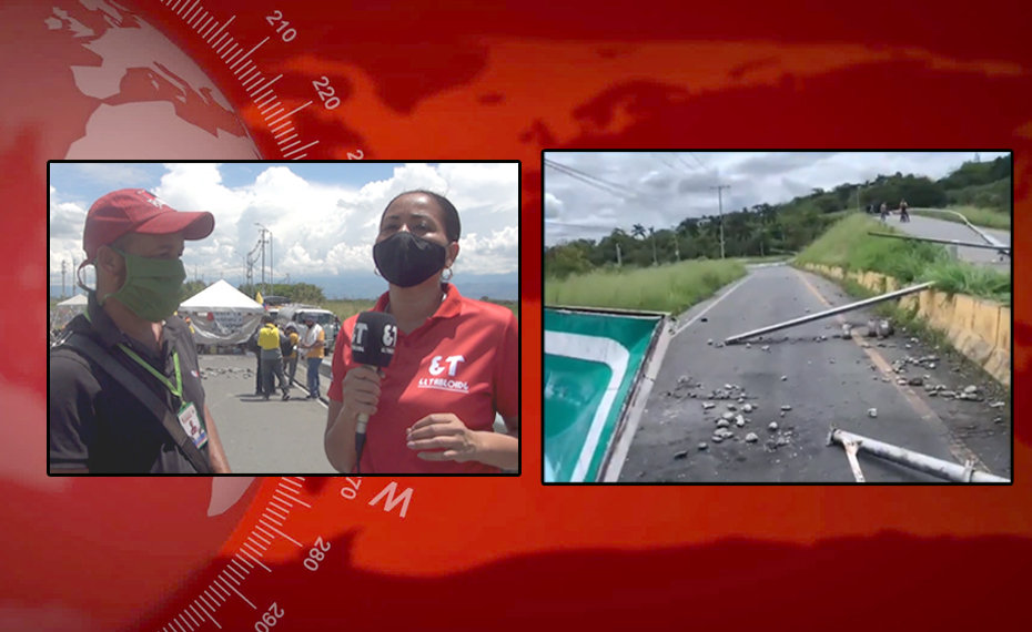 El paro en Tuluá está concentrado frente a la terminal de transportes