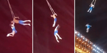 Trapecista murió mientras se presentaba con su esposo; la mujer cayó de 9 mts de altura