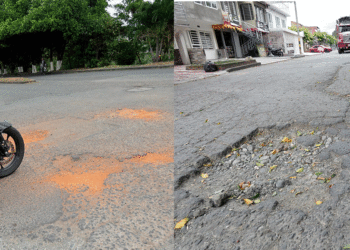 Rosario de huecos, asustan en la avenida Gaitán