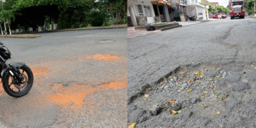 Rosario de huecos, asustan en la avenida Gaitán