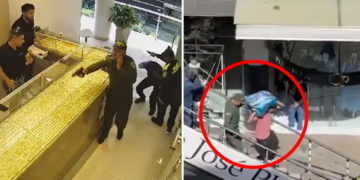 Cámaras registraron robo en una joyería en Bucaramanga: ladrones tenían uniformes de Servientrega y de la Policía