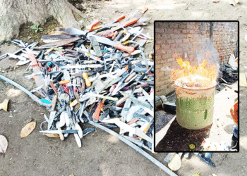 Queman cerca de 300 armas cortantes incautadas por las autoridades