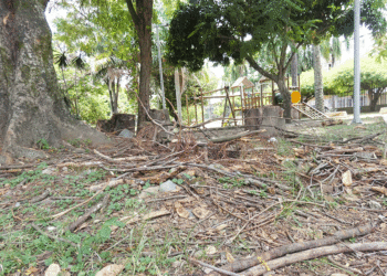 El parque infantil, recientemente remodelado sin dolientes