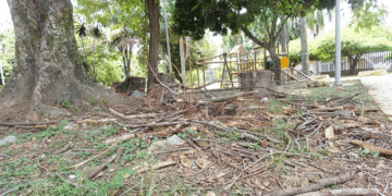 El parque infantil, recientemente remodelado sin dolientes