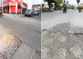 Estos huecos en las calles de Tuluá crecen, y crecen