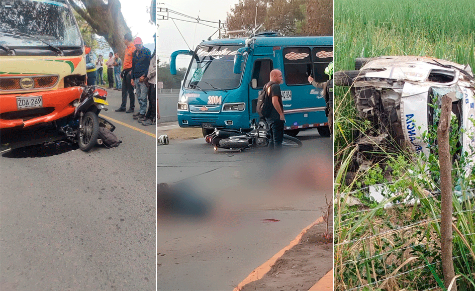 Tres accidentes mortales en un solo día dejan cuatro muertos y varios heridos en vías del Valle del Cauca