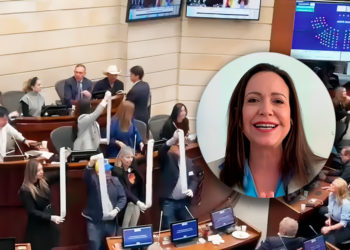 María Corina Machado presenta actas en el Senado de Colombia y critica el fraude en las elecciones