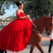 Quinceañera de Argelia llegó a celebrar sus 15 años montada a caballo