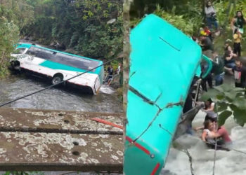 Bus de turismo cayó al río Quindío en Salento