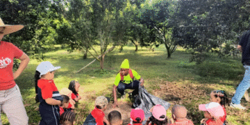 Niños aprendieron la importancia de la sostenibilidad en medio de plantas medicinales y flores