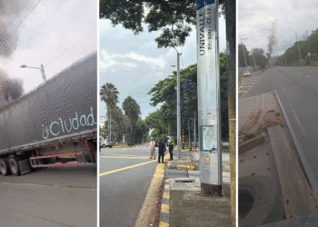 Disturbios en inmediaciones de Univalle dejaron dos tractomulas incineradas y una moto de Movilidad hurtada