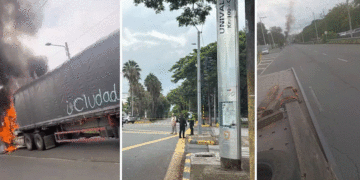 Disturbios en inmediaciones de Univalle dejaron dos tractomulas incineradas y una moto de Movilidad hurtada