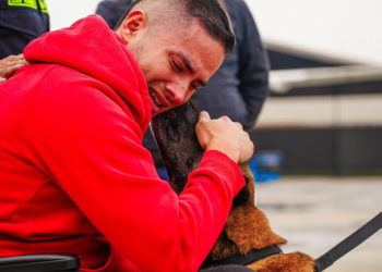 El conmovedor reencuentro del patrullero y su perro sobrevivientes del atentado en Amalfi