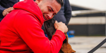 El conmovedor reencuentro del patrullero y su perro sobrevivientes del atentado en Amalfi