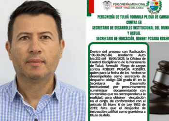 Personería formula pliego de cargos contra el Secretario de Educación de Tuluá