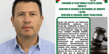 Personería formula pliego de cargos contra el Secretario de Educación de Tuluá