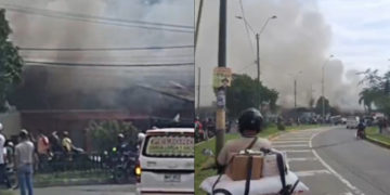 Bomberos atienden incendio en la plaza de mercado de Siloé, en Cali