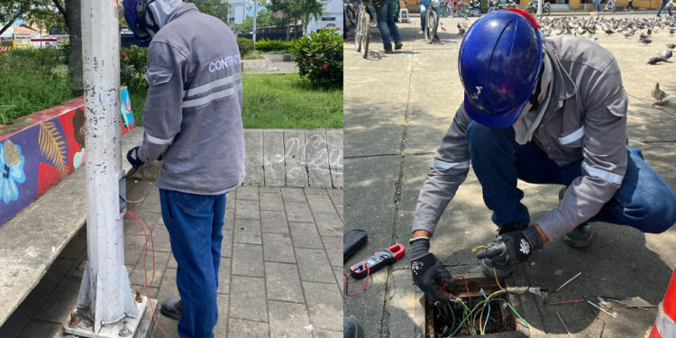 Parques y espacios públicos de Tuluá quedan a oscuras por hurtos de cableado