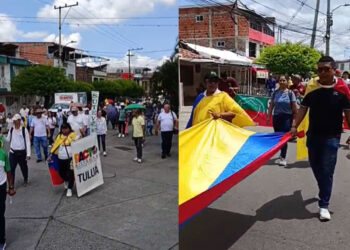 Así avanza la marcha de protesta contra el Gobierno en Tuluá