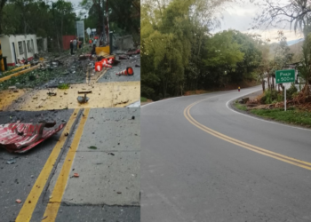 Carro bomba destruyó el peaje de El Mango en la vía Panamericana